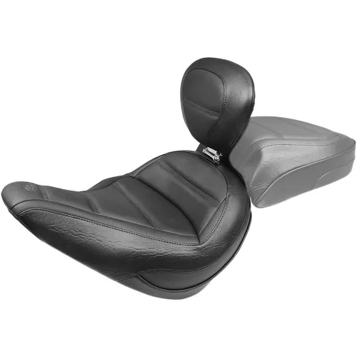 Mustang Solo Touring Seat w/ Backrest for 2018-2024 Harley Softail Slim FLSL - Quad Stitch