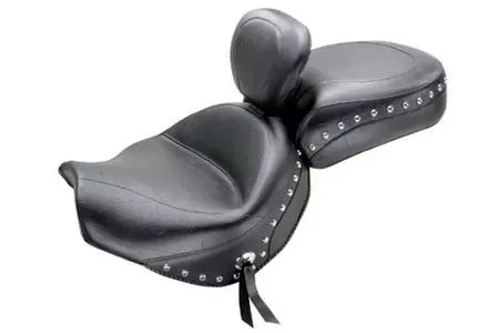 Mustang Two-Piece Wide Seat with Driver Backrest for Vulcan 2000 '04-Up -Studded