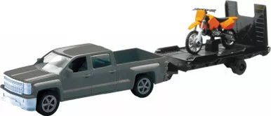 New-Ray Die-Cast Replica Chevy Trk W/Trlr Orange - 19535A