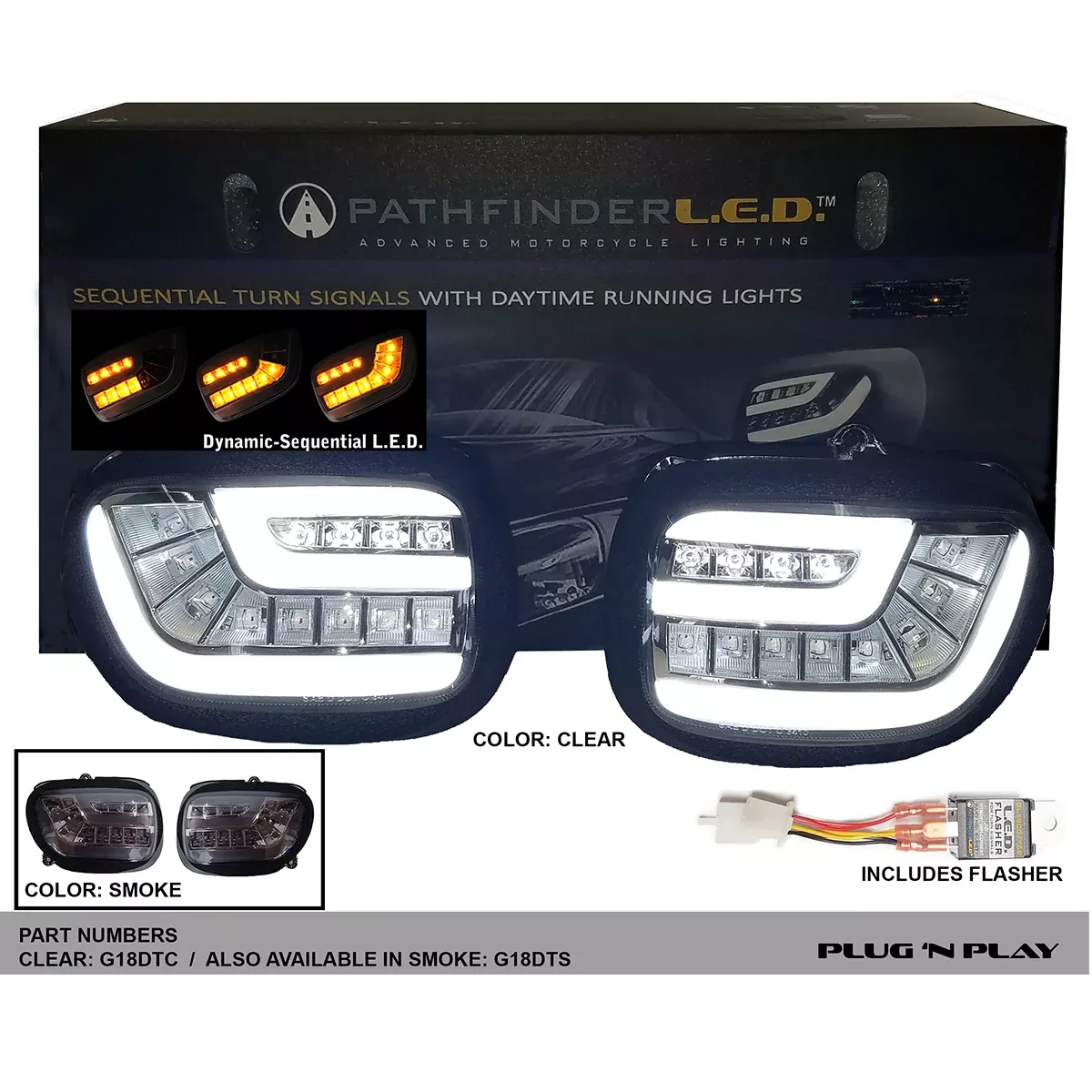 Pathfinder Led Front Turn Signal Kit Dynamic Sequential Smoke-226-0050S