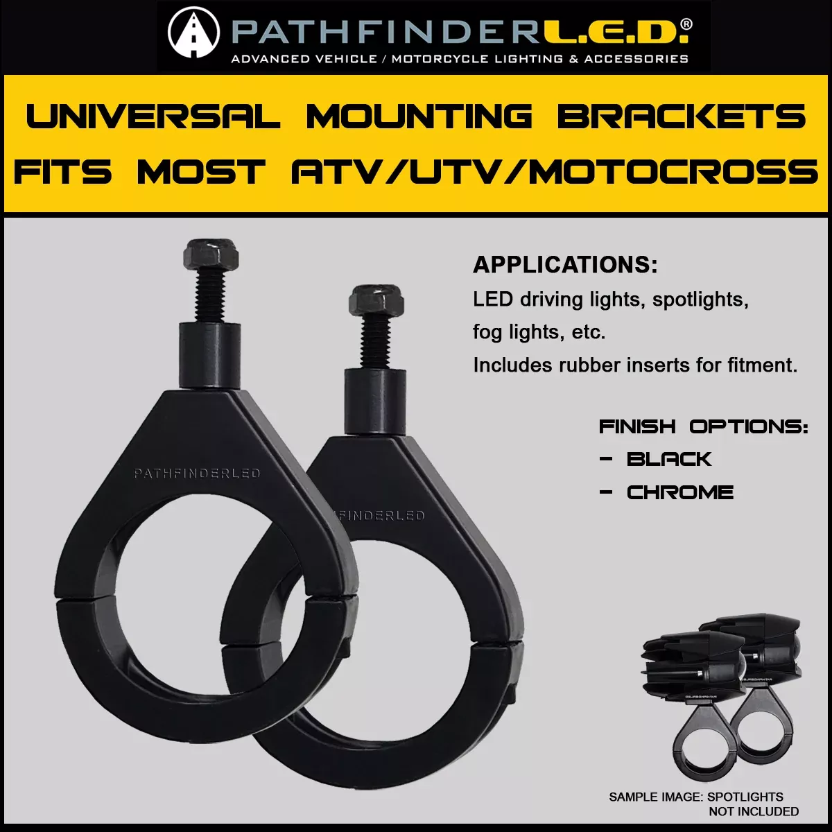 Pathfinder Light Mounting Bracket 39mm Black Pair-226-0106