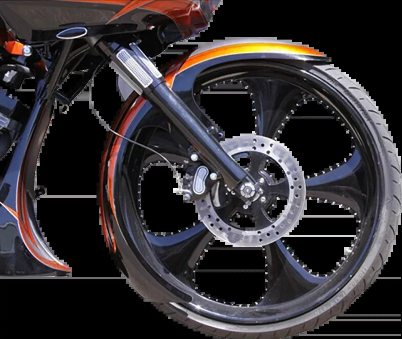 Paul Yaffe Bagger Nation DEI Front Fender – 21″ Wheel – With Black Adapters