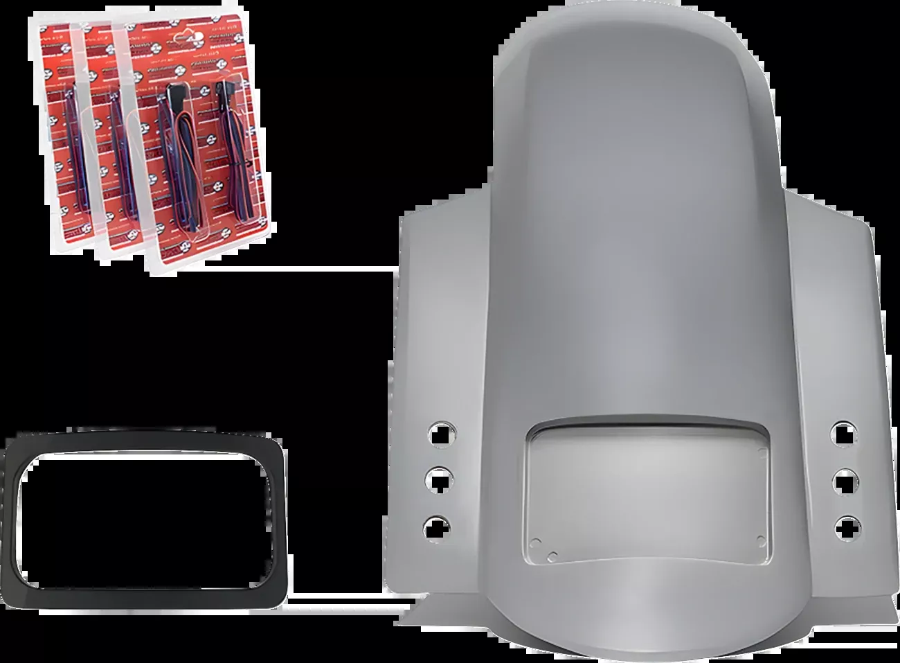Paul Yaffe Bagger Nation Short Sport Rear Fender – With Black Plate Frame – With Thunder Bolt Taillight – HD Touring