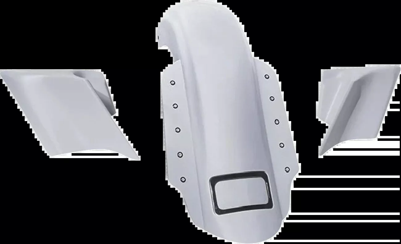 Paul Yaffe Bagger Nation Swoop Rear Fender – With Side Covers – Black Plate Frame – Lightning Bolts – HD Touring