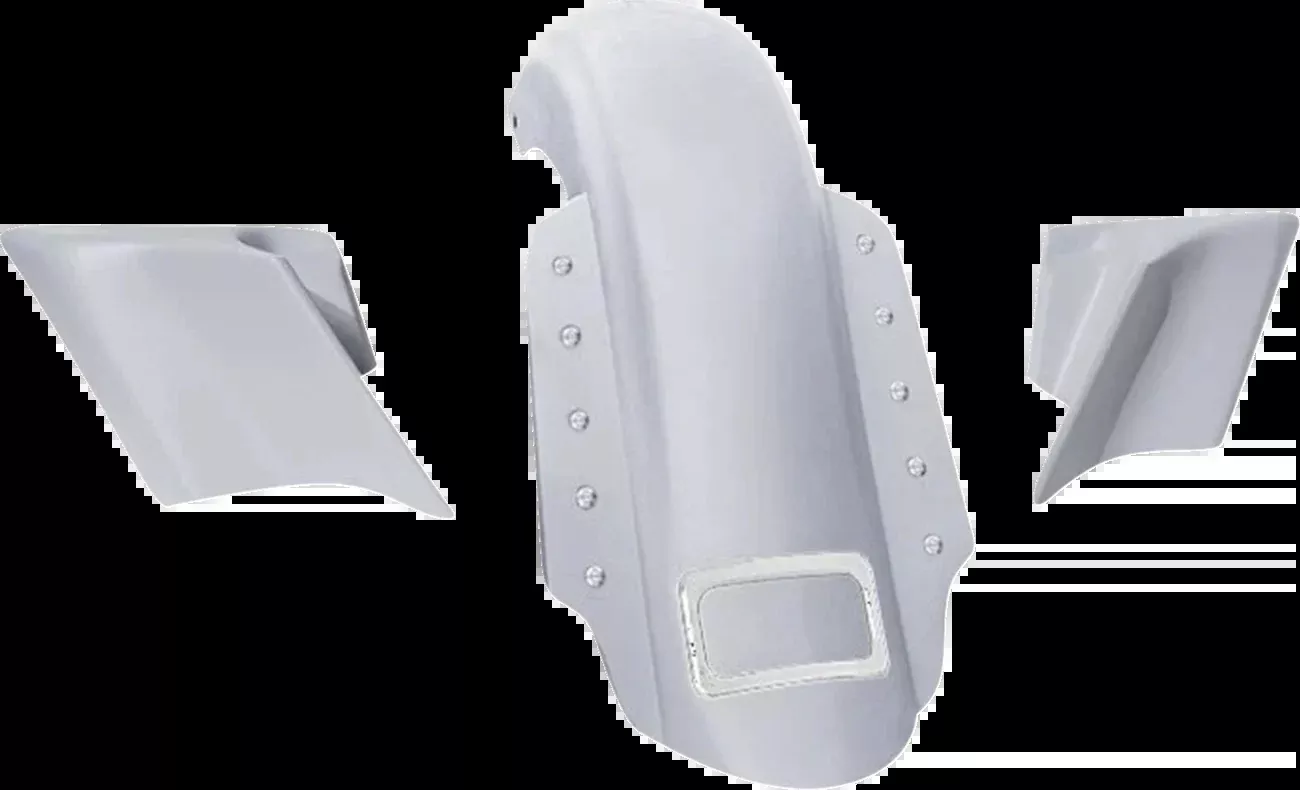 Paul Yaffe Bagger Nation Swoop Rear Fender – With Side Covers – Chrome Plate Frame – Lightning Bolts – HD Touring