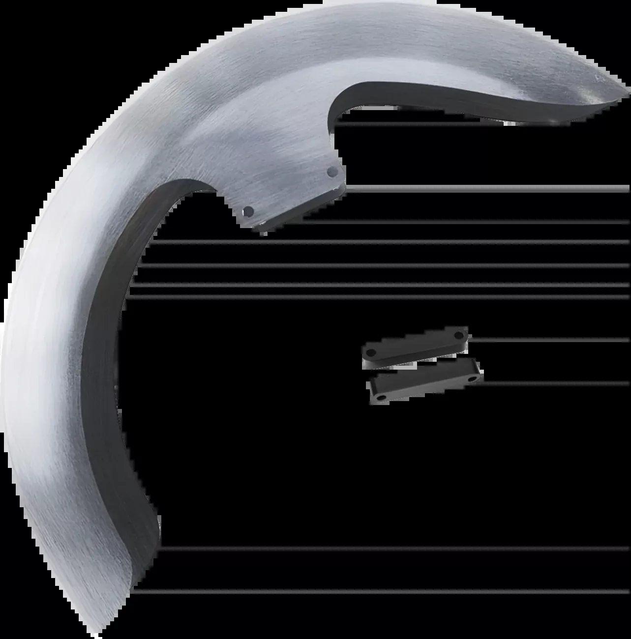 Paul Yaffe Bagger Nation Thicky Front Fender - OEM 16"-19" Wheel - With Black Adapters
