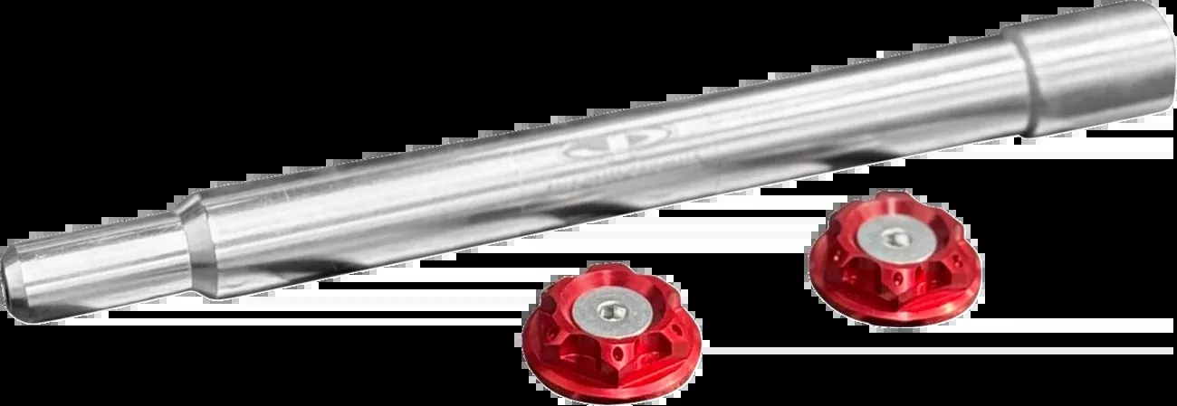 Paul Yaffe Bagger Nation Y-Axle with Turret Style Axle Cover Kit – Custom – Front – Red – 25 mm
