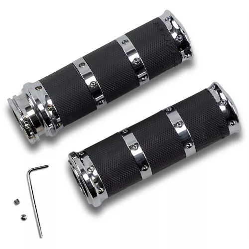 Performance Machine Contour Renthal XL Grips for Harley Dual Cable - Chrome