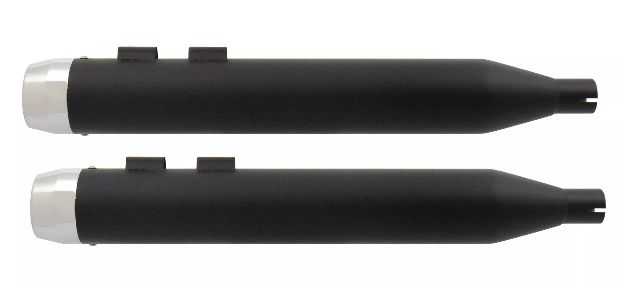 Power House Black 4" Slip-On Mufflers Chrome Tips Harley M8 17-Up