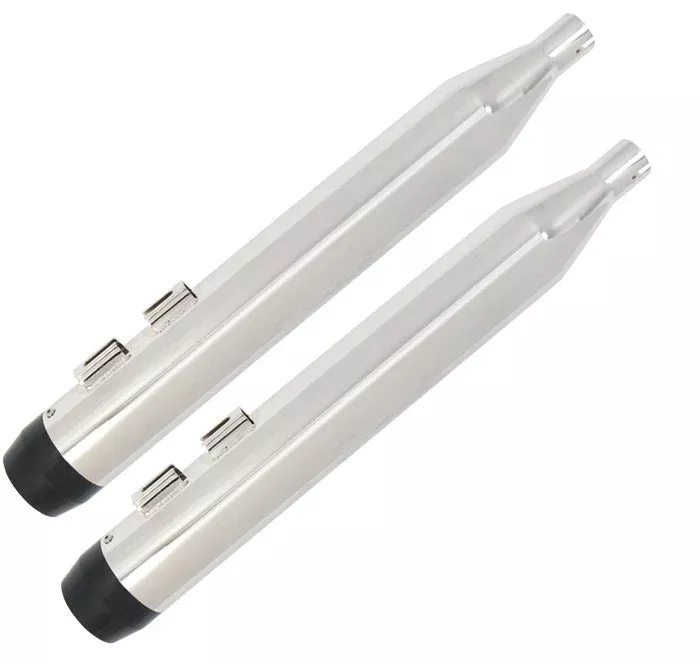 Power House Chrome 3.5" Slip-On Mufflers Tapered Black Tip Harley Dresser 85-16