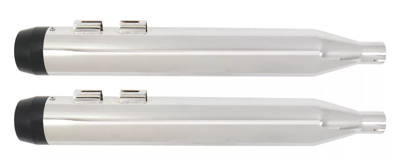 Power House Chrome 4.5 Slip-On Black Tapered Tips Harley M8 17-Up