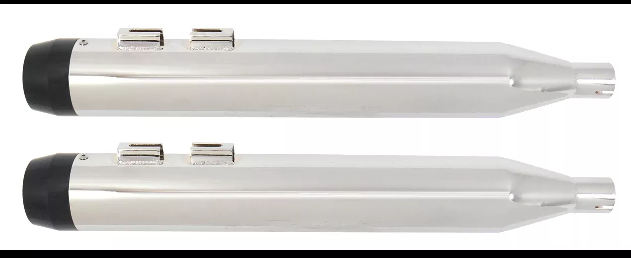 Power House Chrome 4.5 Slip-On Mufflers Black Step Down Tip Harley M8 17-Up