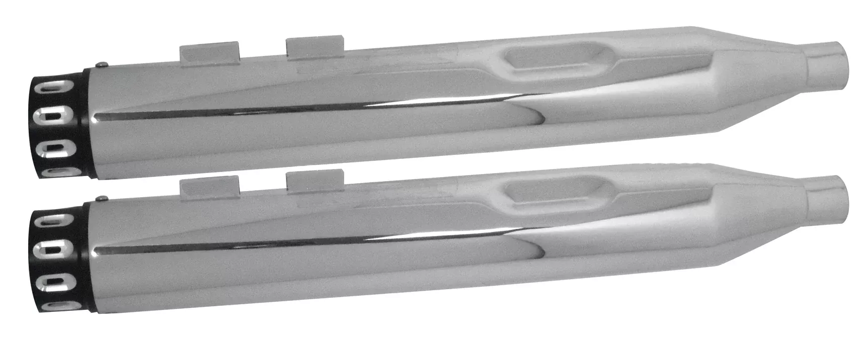 Power House Chrome 4" Slip-On Mufflers Black Step Down Tip Harley Dresser 85-16