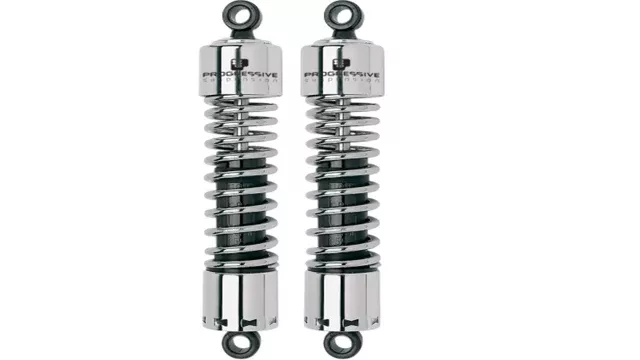 Progressive 412 Chrome 11" Heavy Duty Rear Shocks 1977-2003 Harley Dyna XLH FXRT