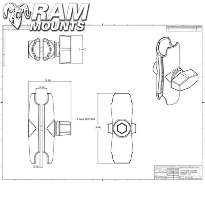 Ram Mounts Composite Double Socket Arm for 1″ Ball Bases