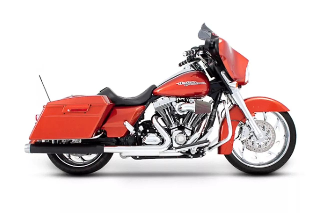 Rinehart Slip-on Mufflers for '95-09 FL Models 3.5" Black w/ Chrome End Caps