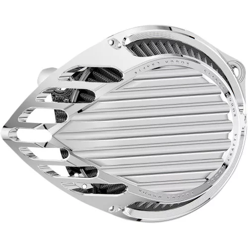 Rough Crafts Finned Air Cleaner for 2008-2017 Harley Twin Cam Electronic Throttle - Chrome