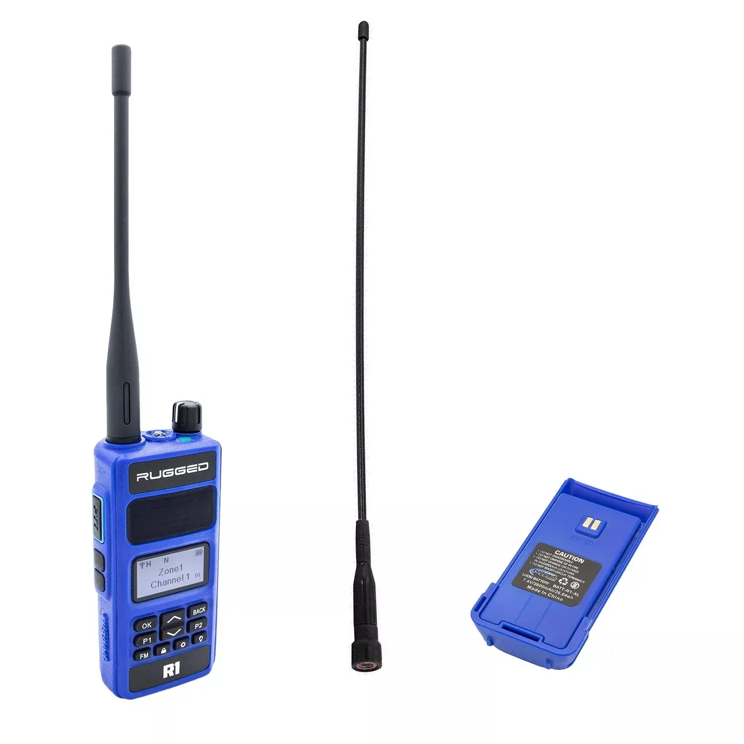 Rugged Radios BUNDLE – R1 Handheld Radio with Long Range Antenna and High Capacity Battery R1-BUNDLE