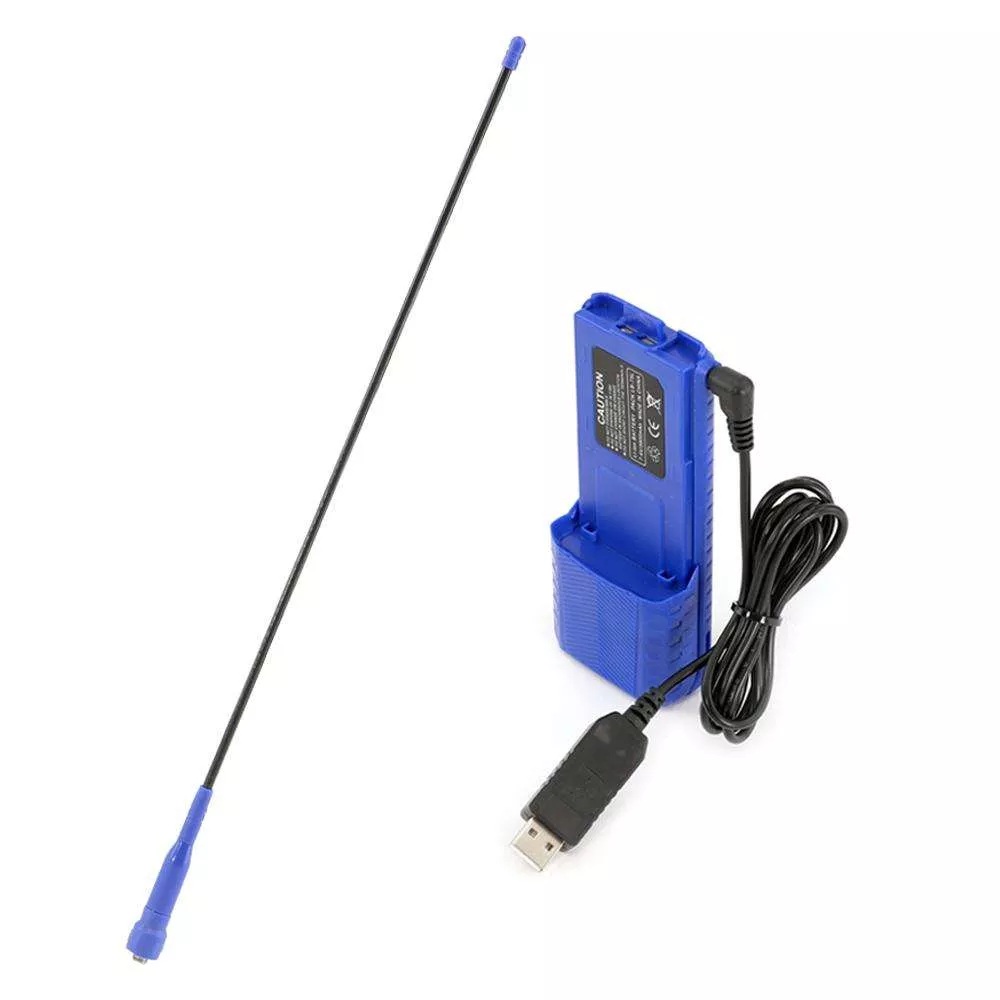 Rugged Radios GO FURTHER BUNDLE – for V3 and RH5R Handheld Radios – Long Range Antenna , XL Battery , and USB Charging Cable GOFURTHER-BUNDLE