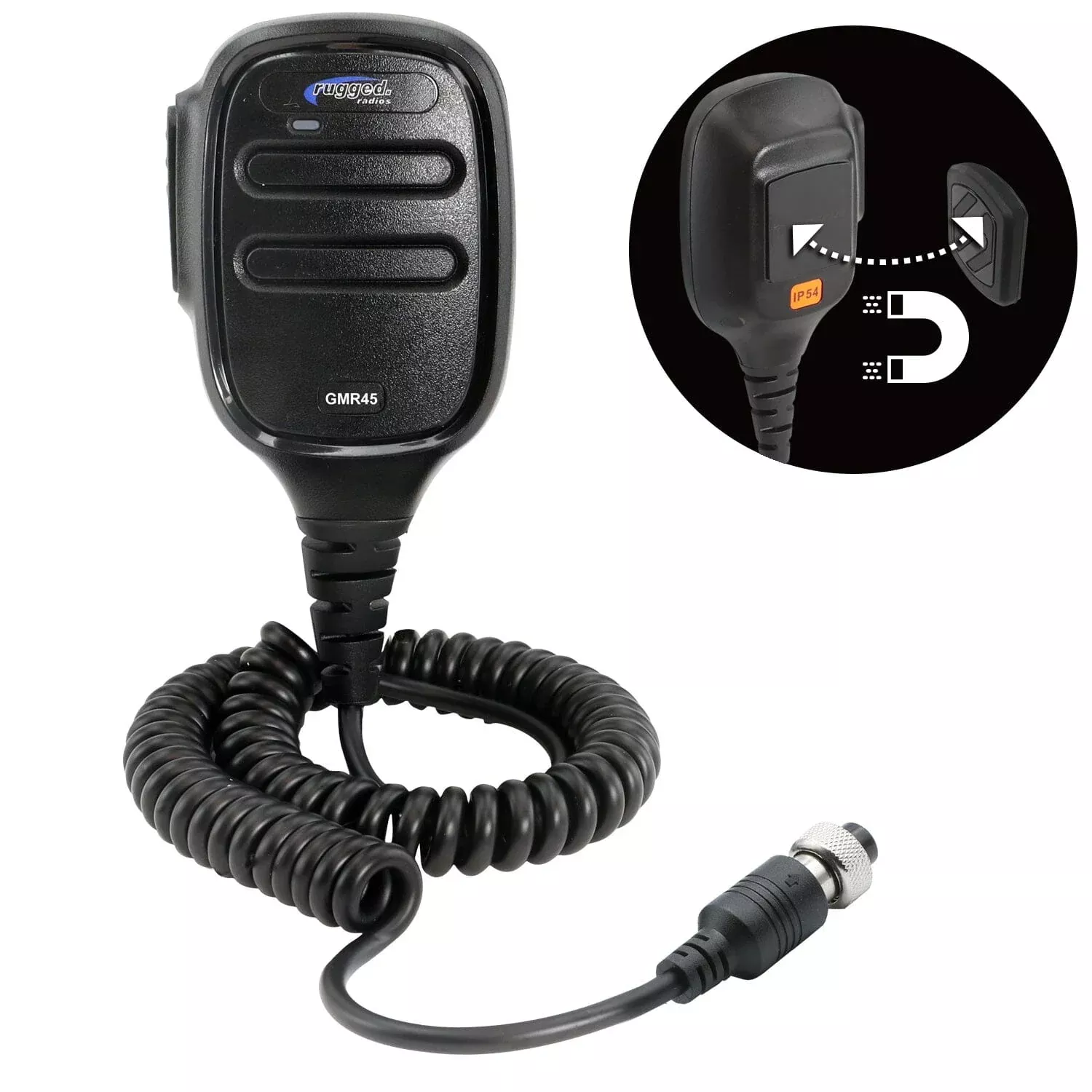 Rugged Radios Hand Mic for GMR45 Mobile Radio with Scosche MagicMount HM-GMR45