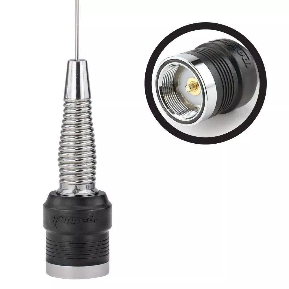 Rugged Radios UHF & VHF Wide Band 1/4 Wave Antenna with Spring (132 – 525 MHz) WB-1/4W-HD