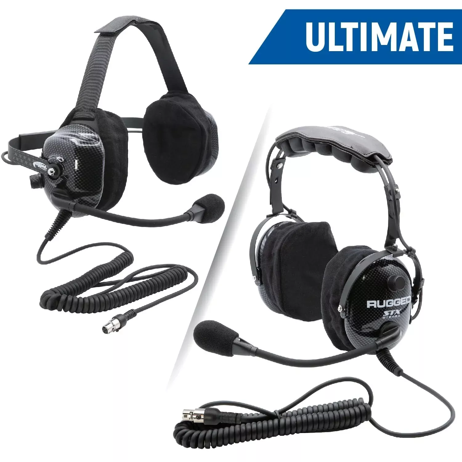 Rugged Radios ULTIMATE HEADSET for STEREO and OFFROAD Intercoms – Over The Head or Behind The Head
