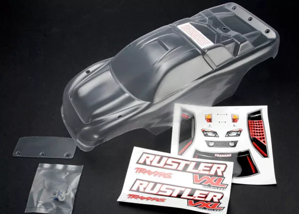 Rustler Body, Clear, Window, Lights Decal Sheet, Wing, & HW