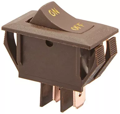 RV Designer S273 Brown Rocker Switch w/Gold Text, 10A On/Off SPST
