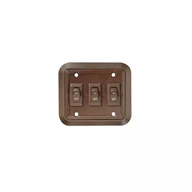 RV Designer S659 Wall Plate Switch Triple On/Off Brown 3.53" x 4"