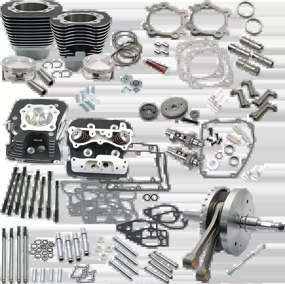 S&S CYCLE 124" Hot Set Up - Big Bore/Stroker - Wrinkle Black - 96B/103B/110B Twin Cam 900-0569