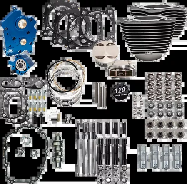S&S Cycle 129″ Power Pack – 550 Chain Drive – Oil Cooled – Wrinkle Black W/Highlight Fins – 107″ M8