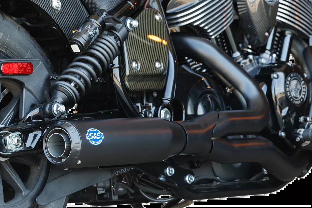 S&S CYCLE 2-into-1 Qualifier Exhaust System - Guardian Black - Race Only - Indian Chief 550-1118