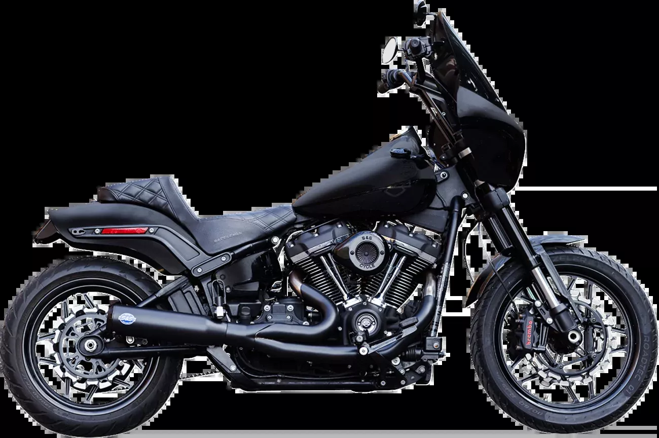 S&S CYCLE 2-into-1 Qualifier Exhaust System - Race Only - Guardian Black 550-1106