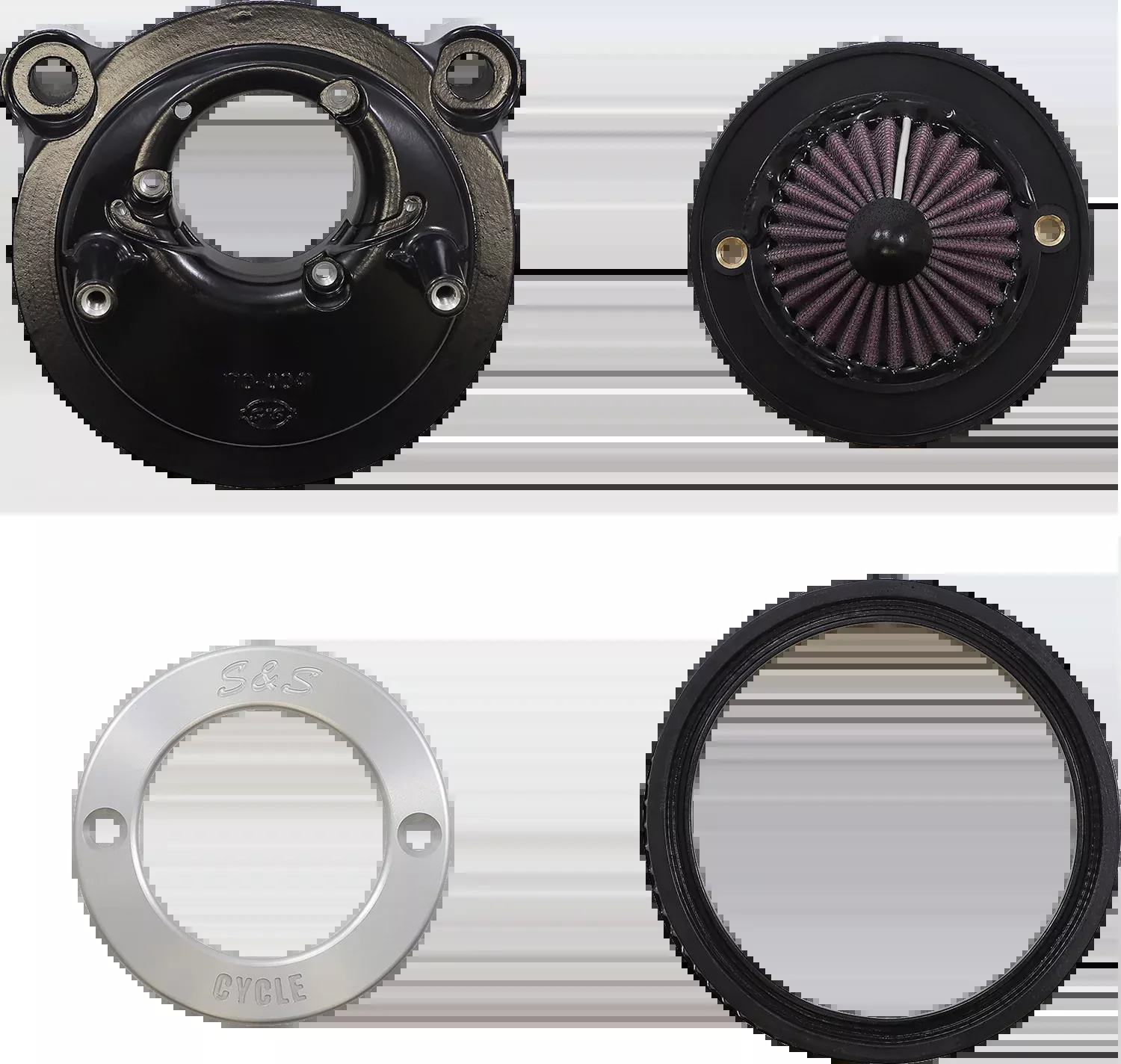 S&S CYCLE Air Stinger Stealth Air Cleaner Kit - Black Chrome Ring 170-0724A