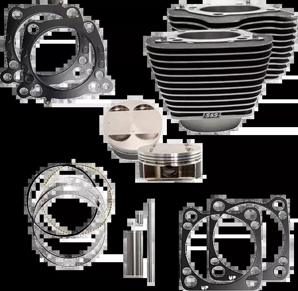 S&S Cycle Cylinder Kit - 128" Big Bore - Wrinkle Black W/Highlights - 114"/117" M8