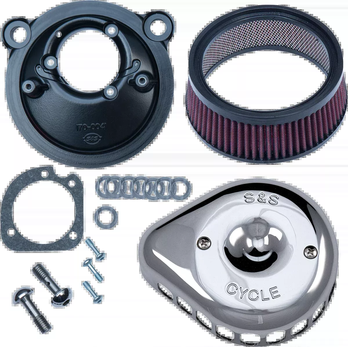 S&S CYCLE Mini Teardrop Stealth Air Cleaner Kit - Chrome 170-0439C