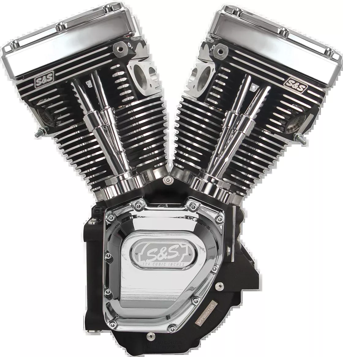 S&S CYCLE T124 Long Block Engine - Wrinkle Black and Chrome - Touring | Dyna 310-0326A