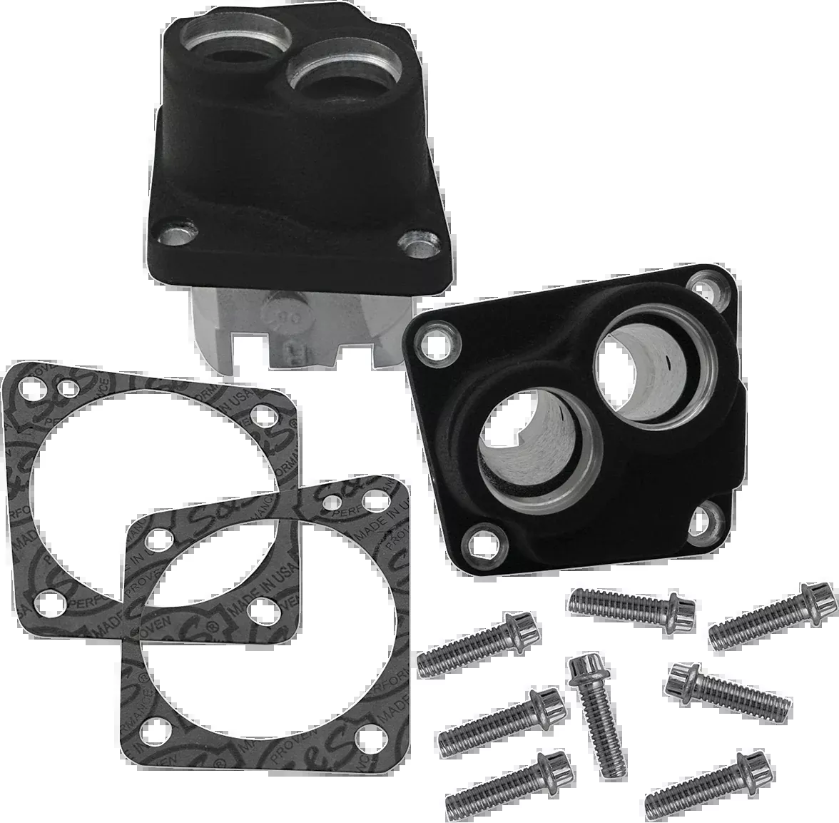 S&S CYCLE Tappet Guide Kit - Cast - Wrinkle Black - V-Series | Super Stock Crankcases 33-5324