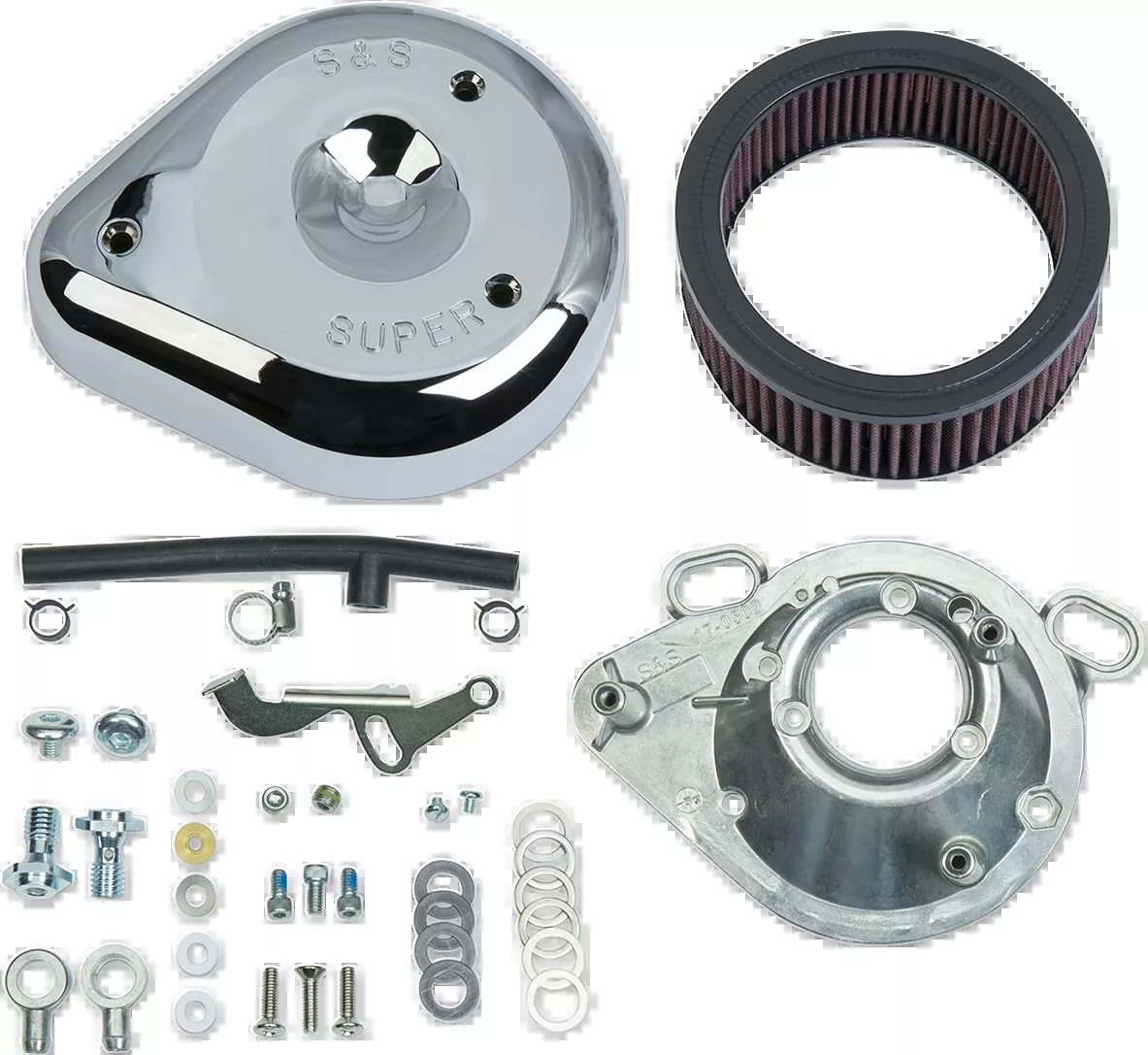 S&S CYCLE Teardrop Air Cleaner Kit - Chrome - S&S Super E&G Carburetor Only 17-0404
