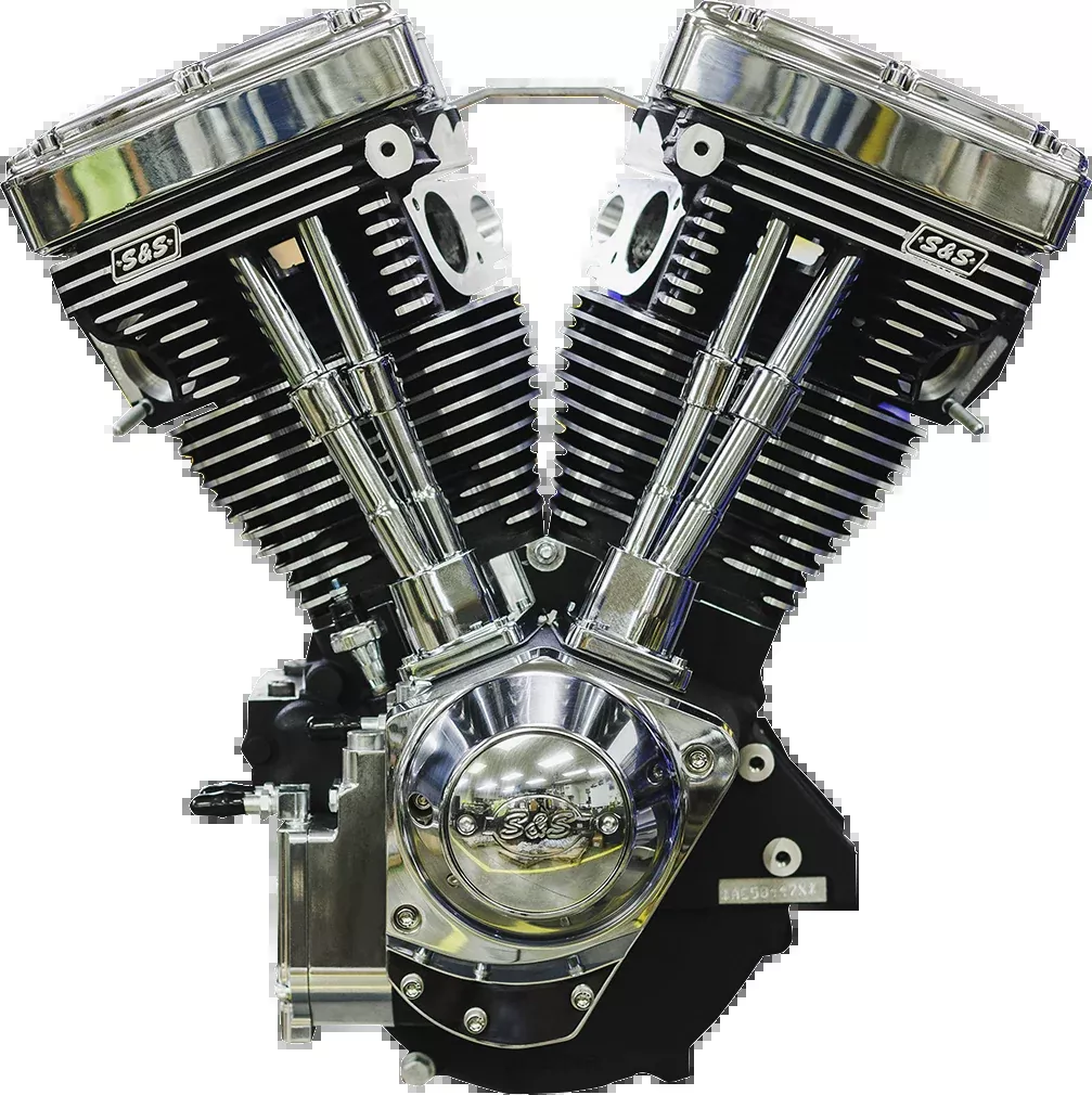 S&S CYCLE V124 Long Block Engine - Chrome/Wrinkle Black - Big Twin | Custom Chasis w/Alternator-Style Primary 310-1159