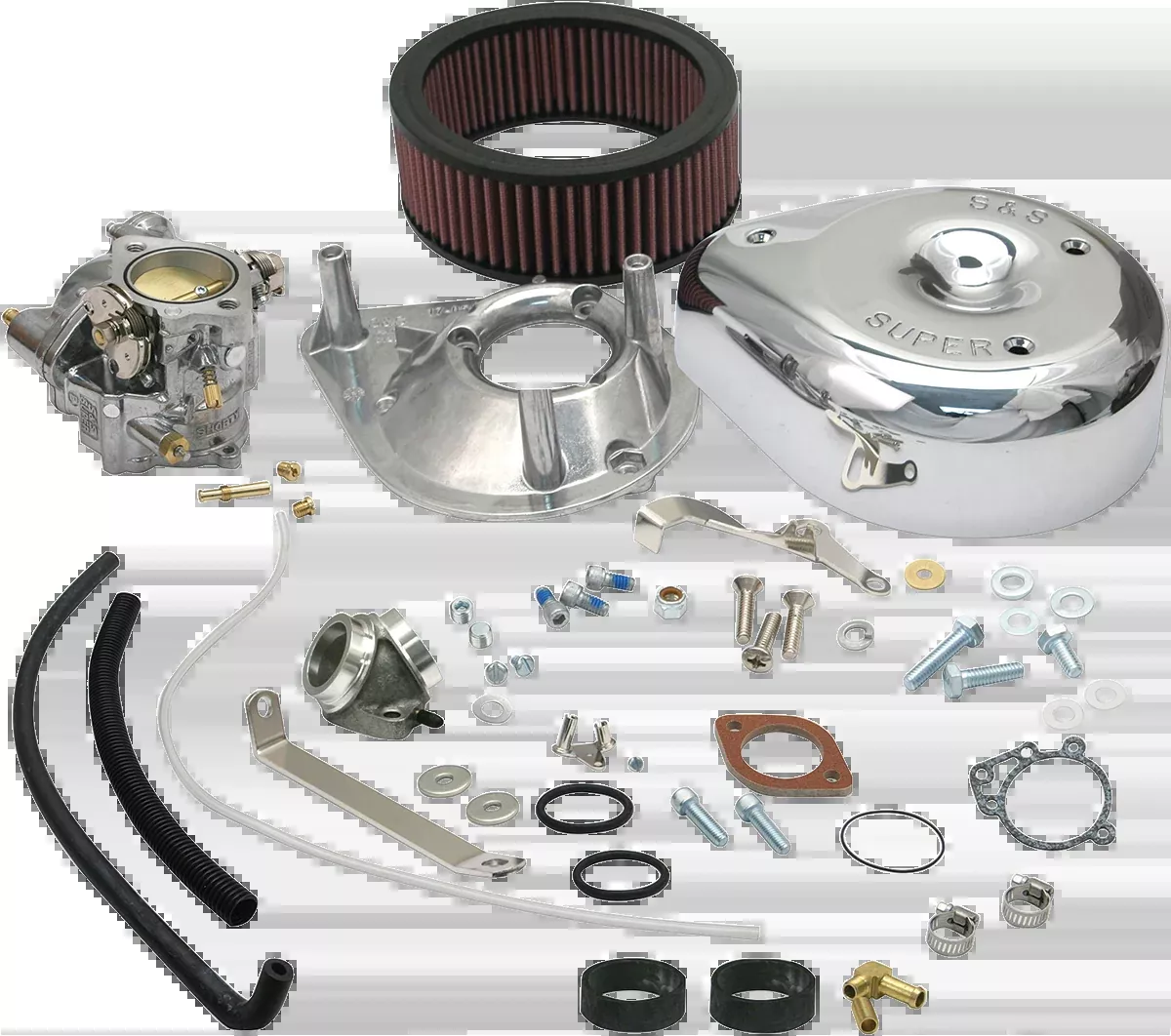 S&S Super E Chrome Carburetor Air Filter Kit 1957-1978 Harley Sportster XLCH
