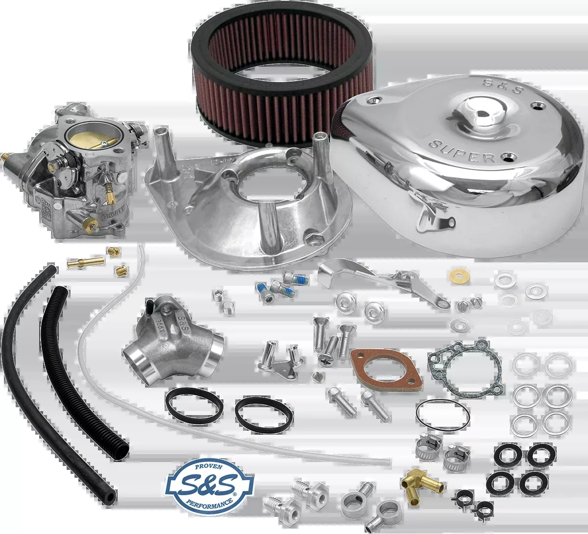 S&S Super E Shorty Chrome Carburetor Kit 1991-2003 Harley Sportster XLH XLC XLR