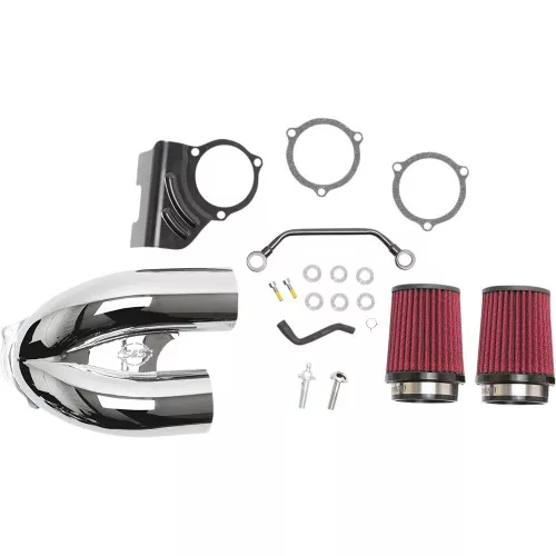 S&S Tuned Induction Air Cleaner Kit for Harley Twin Cam Electronic Throttle - Chrome