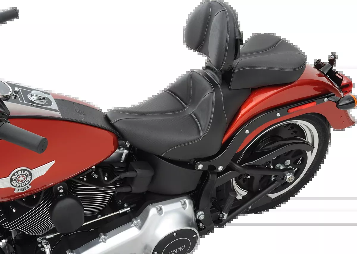 Saddlemen Dominator Solo Seat - w/o Backrest - Black w/ Gray Stitching - FL/FX '06-'17 - 806-12-0042