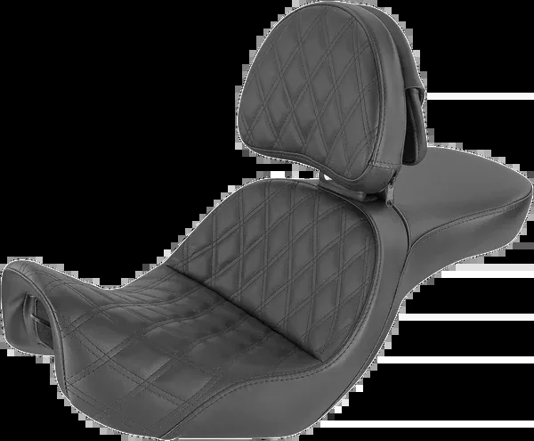 Saddlemen Explorer Seat – With Backrest – Lattice Stitched – Black – FXD
