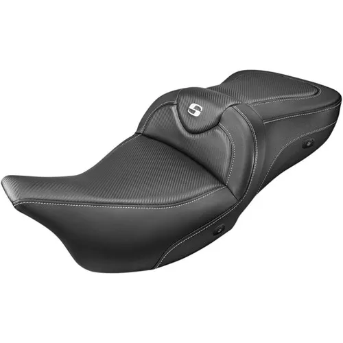 Saddlemen Heated Road Sofa Seat for 2008-2023 Harley Touring - Carbon Fiber