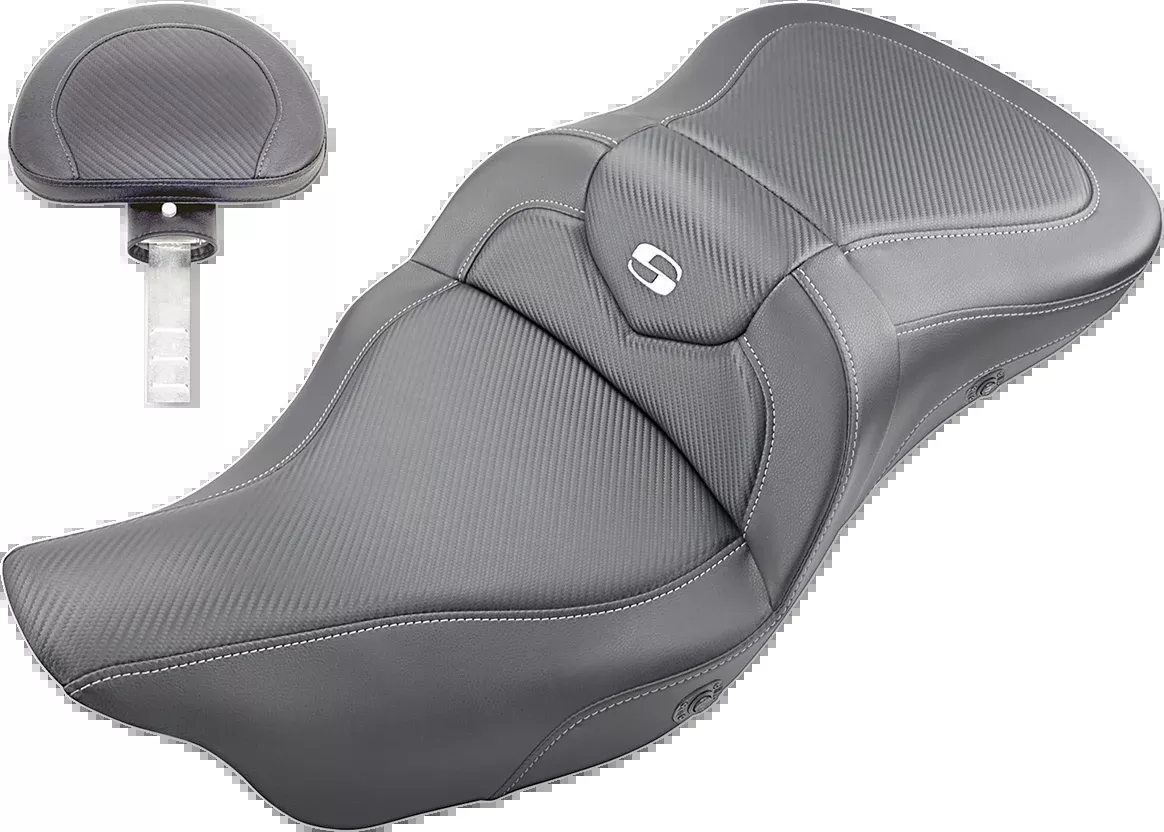 Saddlemen Heated Roadsofa™ Seat - Carbon Fiber - w/ Backrest - FL '08-'24 - 808-07B-185BRHC