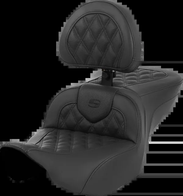 Saddlemen Heated Roadsofa™ Seat – Lattice Stitch – W/ Backrest – FLT/FLH ’23-’24