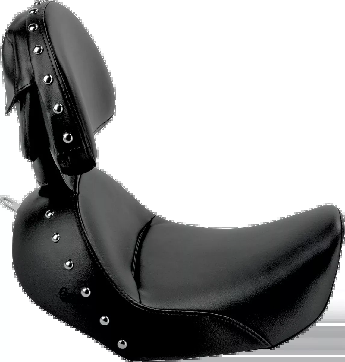 Saddlemen Heels Down Solo Seat - With Backrest - Studded - Black - Dyna - 806-04-0031