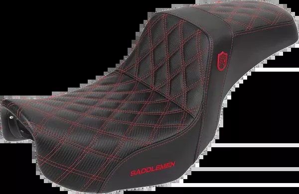 Saddlemen Pro Series SDC Performance Seat - Carbon Fiber/Lumbar Gripper - Red Stitch - Dyna '06-'17